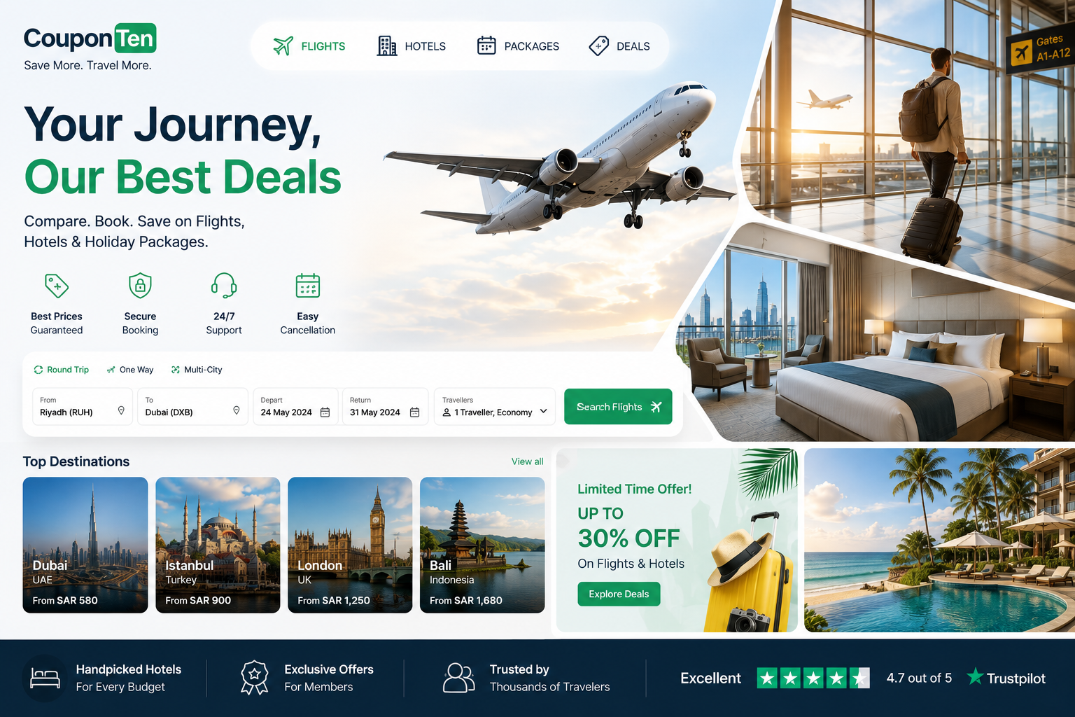 Best Travel & Booking Deals in Kuwait 2026: Promo Codes for Flights, Hotels & eSIM Data Plans - CouponTen SEO guide