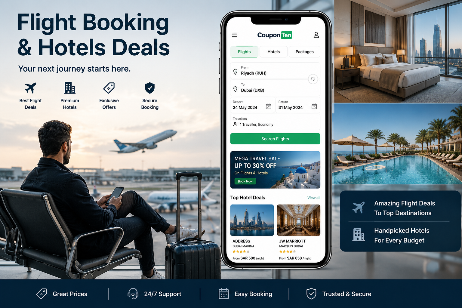 Best Travel & Booking Deals in UAE 2026: Promo Codes for Flights, Hotels & eSIM Data Plans - CouponTen SEO guide